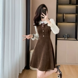 Демисезонная юбка, вельветовый лонгслив, комплект, подтяжки, платье, подходит для подростков, французский стиль