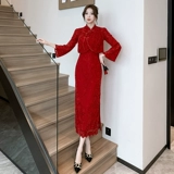 Вечернее платье, бордовое ципао, свадебное платье, зимний лонгслив, подходит для подростков, китайский стиль