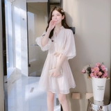 Лампа, фонарь, летнее платье с рукавами, короткая юбка, изысканный стиль, французский стиль, новая коллекция, подходит для подростков, по фигуре