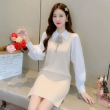 Ретро трикотажное весеннее платье, приталенный комплект, корсет, юбка, французский ретро стиль, коллекция 2022