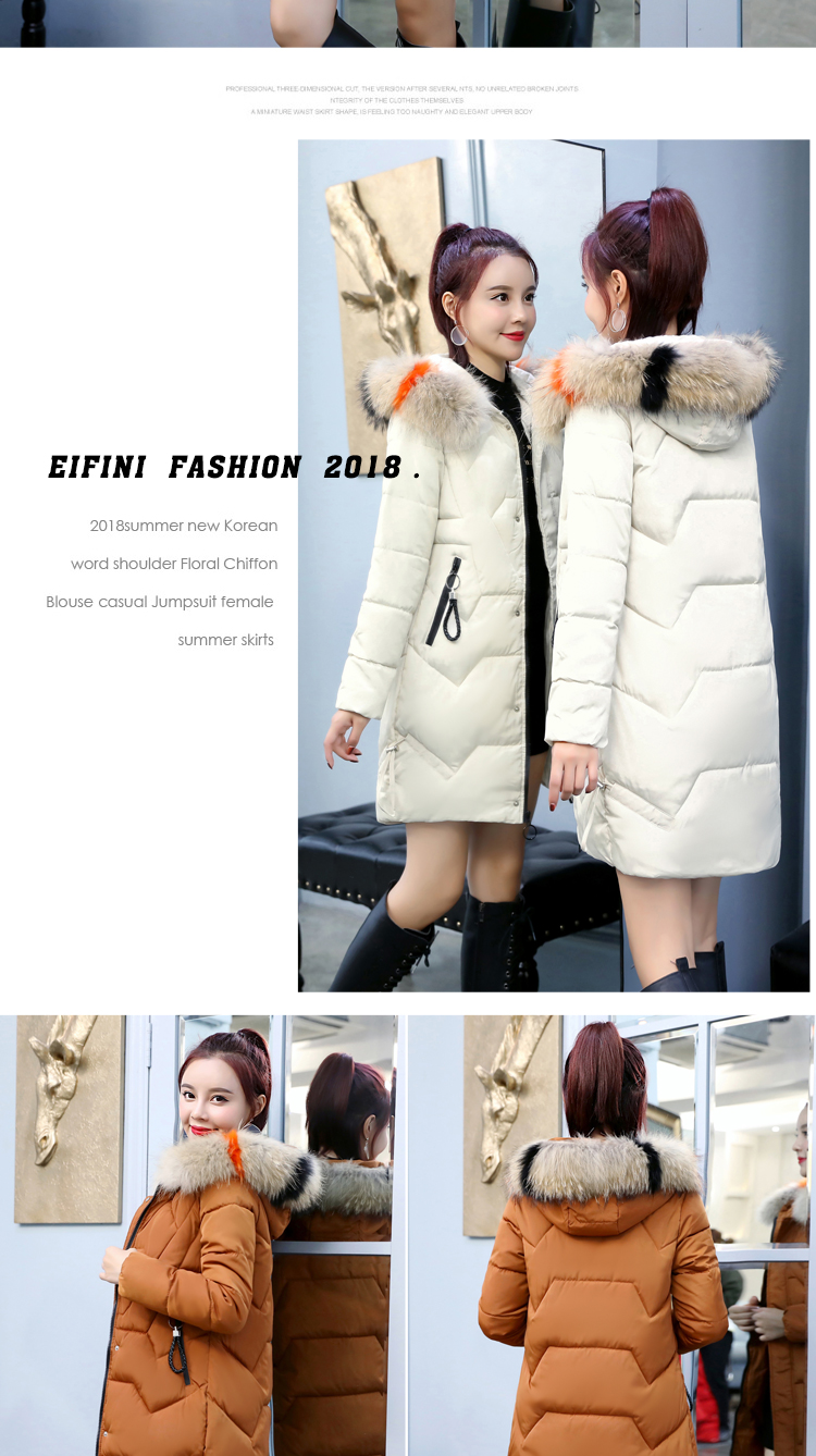 Trong phần dài của phụ nữ cotton 2018 cổ áo lông mùa đông phiên bản Hàn Quốc của chiếc áo khoác mỏng XL dày lên xuống áo bông áo phao dáng dài nữ