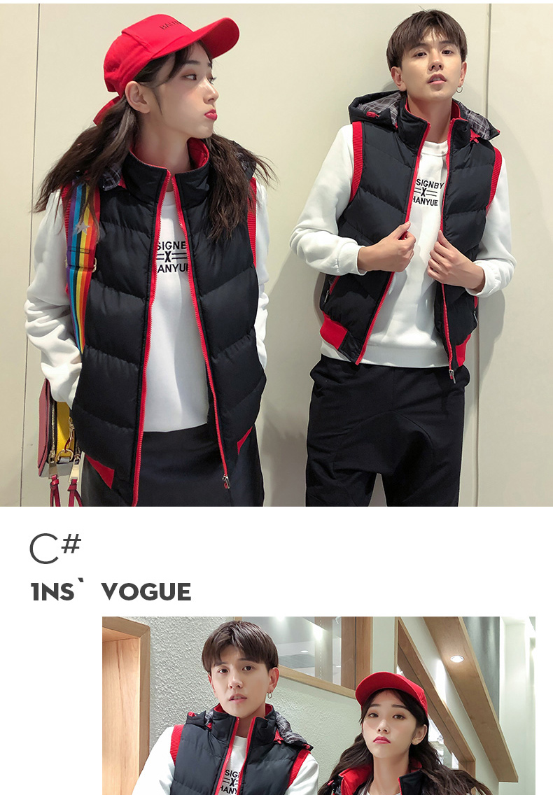 Mùa thu và mùa đông lưới màu đỏ xuống cotton vest nam phiên bản Hàn Quốc của áo vest mỏng dày đôi vest vest nam thanh niên áo khoác áo thun nam cotton
