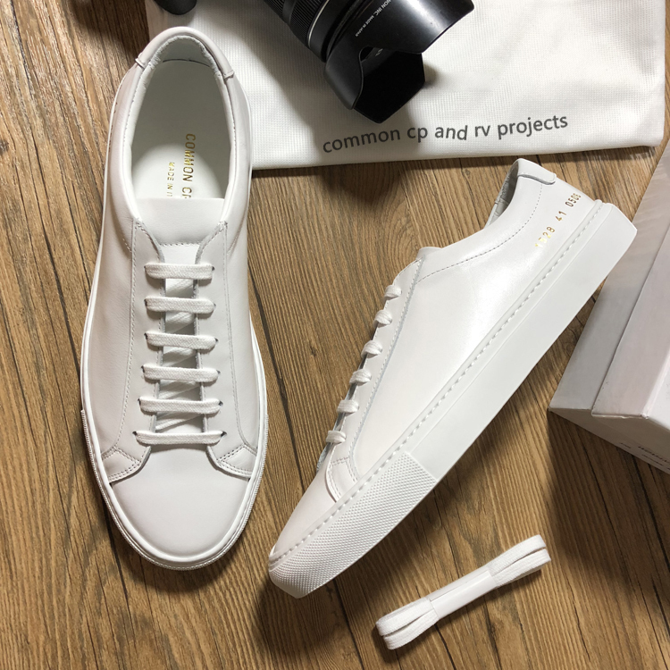 Common Cp Andrv Projects White Sneakers Men's Flat Lace-Up Genuine Leather Cp Basic Women's Pure Leather Summer