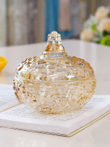 European crystal glass candy jar with lid small exquisite sugar jar storage jar creative ornament sugar jar cute glass jar