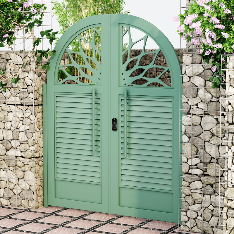 European stainless steel garden courtyard door villa outdoor single and double switch aluminum art door country fence courtyard wall wrought iron door