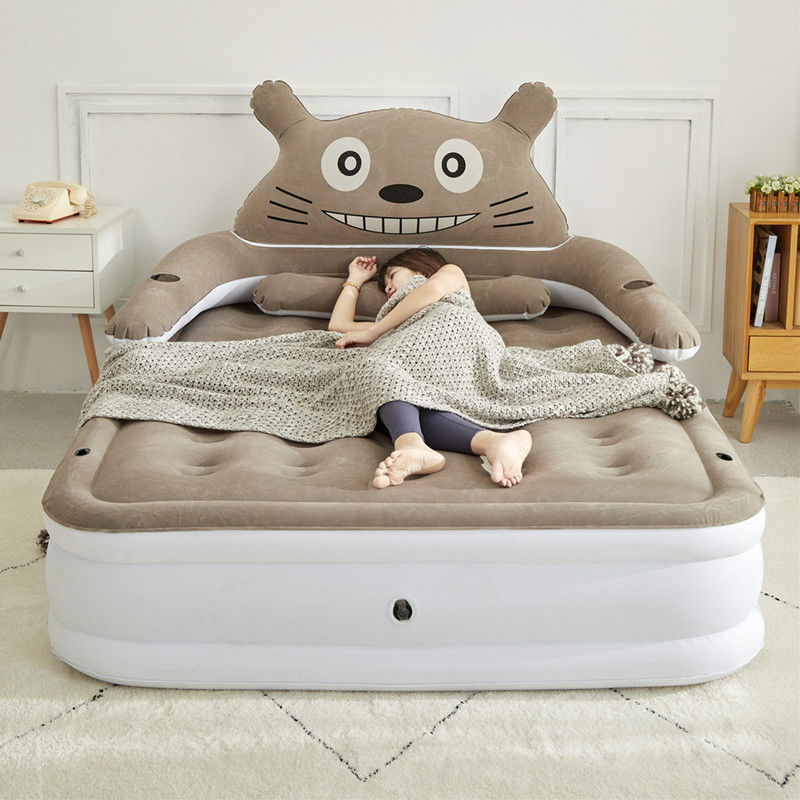 Inflatable mattress heightens household double padded cute cartoon chinchilla bed portable single automatic inflatable cushion bed