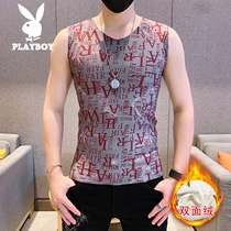 Playboy De velvet warm vest men no trace sleeveless base shirt trend tight vest vest V collar