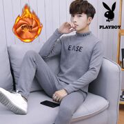 Playboy mùa đông ấm áp lót bộ đàn ông cộng với nhung dày sinh viên trẻ lạnh quần áo mùa thu quần mùa thu xu hướng.