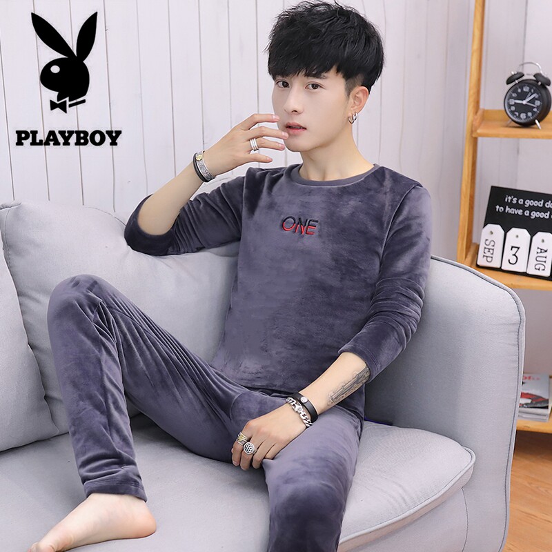 Playboy winter hot clothes men's suit padded velvet youth middle high collar golden velvet base shirt