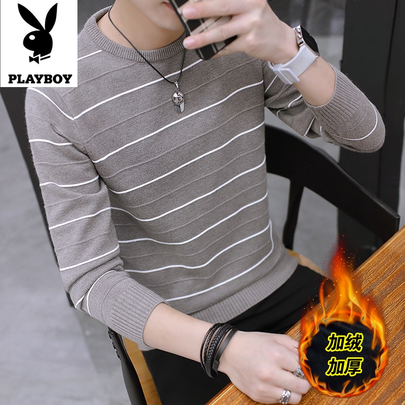 Playboy mùa đông cao cổ áo len nam dày ấm quần áo của nam giới Hàn Quốc phiên bản của tự trồng knit đáy áo triều