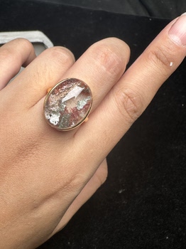 Pure natural ghost ring, 925 silver inlaid with live mouth, stone size 17*21mm, weight 8.6 grams, fidelity