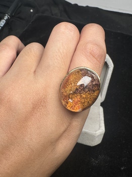 Pure natural ghost ring, 925 silver inlaid with live mouth, stone size 19*24mm, weight 12.7 grams, fidelity
