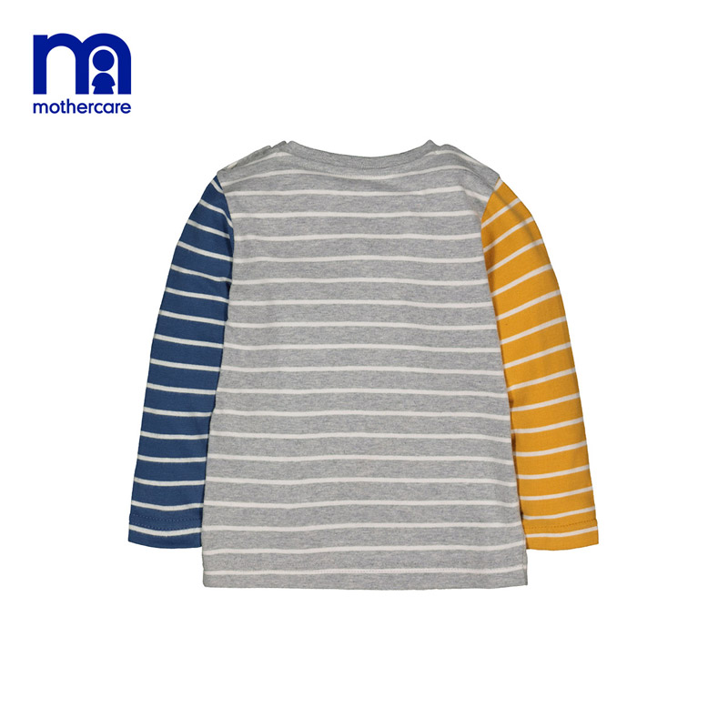 Mothercare Anh bé bông dài tay đan áo thun trẻ em sơ sinh sọc trên quần áo.