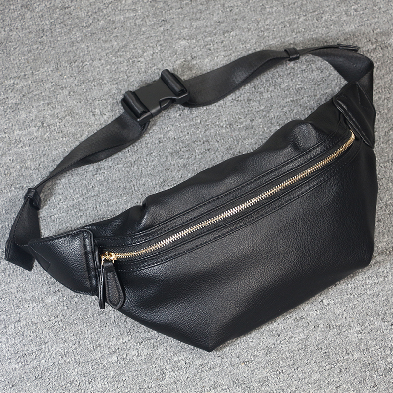 Chest Bag Men's Han Version Tide Fashion Brief Youth Men's Satchel Soft Leather Casual Sports Men's Purse Chest Front Bag Locomotive Bag