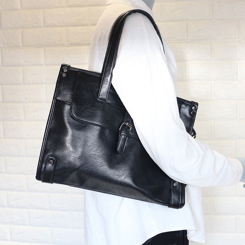 Men's handbag trend Korean style single shoulder bag business briefcase large capacity leisure slope bag computer bag