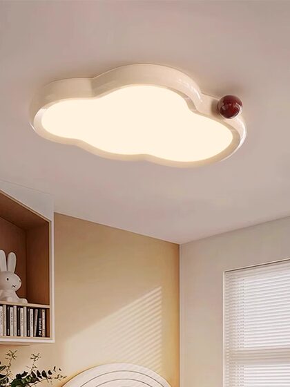 Cream-Style Bedroom Ceiling Lamp, Creative Children's Room Eye-Protecting Nordic Minimalist Cloud Lamp, French Mid-Century Style Ceiling Lamp