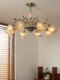 French Pastoral Style Living Room Chandelier, Mid-Century Nanyang Style Art Retro Ceramic Rose Flower High-End Bedroom Chandelier