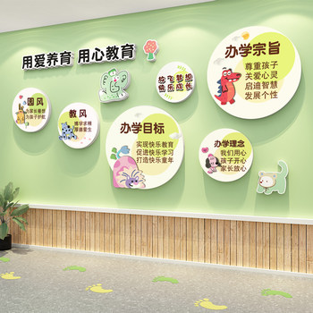 Kindergarten Environmental Creation Theme Wall Finished Product Afternoon Care Class Image Wall Stickers Staircase Corridor Cultural Wall Decoration Design