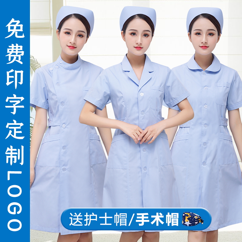 Nurse Serving Summer Short Sleeves Women's Body White Coats Oral Dental Drugstore Workwear Nurse Uniform Two-piece Style Suit