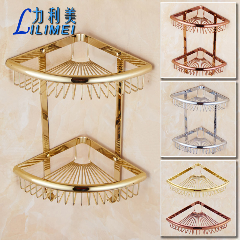 Eurostyle Makeup Room Tripod Bathroom Corner Basket Full Bronze Triangular Basket Gold Corner Shelf Bathroom Hardware Pendant