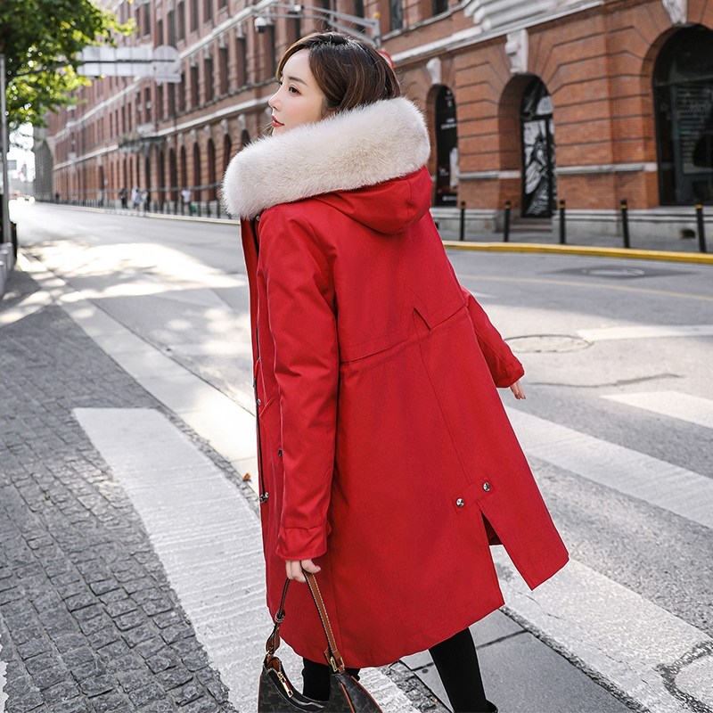 2021 New European Station Eurogoods high-end big-deck atmosphere in the middle of a long version of the overalls to overcome down the women's knees