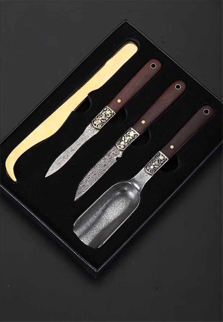 Tea Needle Tea Knife Tea Cone Water Fruit Knife Suit Tea Spoon Accessories Teaspoon Damascus Steel Manufacturer