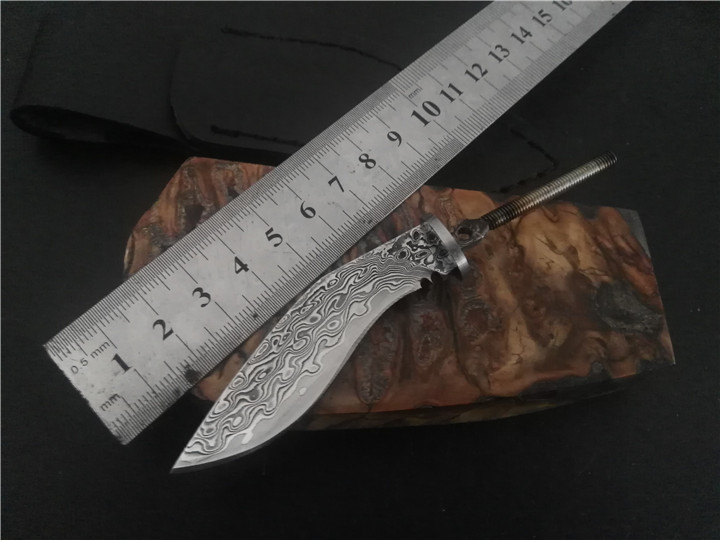 Forged Damascus Patterned Steel Knife blank Knife Accessories KNIFE ACCESSORIES DOG SMALL STRAIGHT KNIFE LEG TYPE DIY