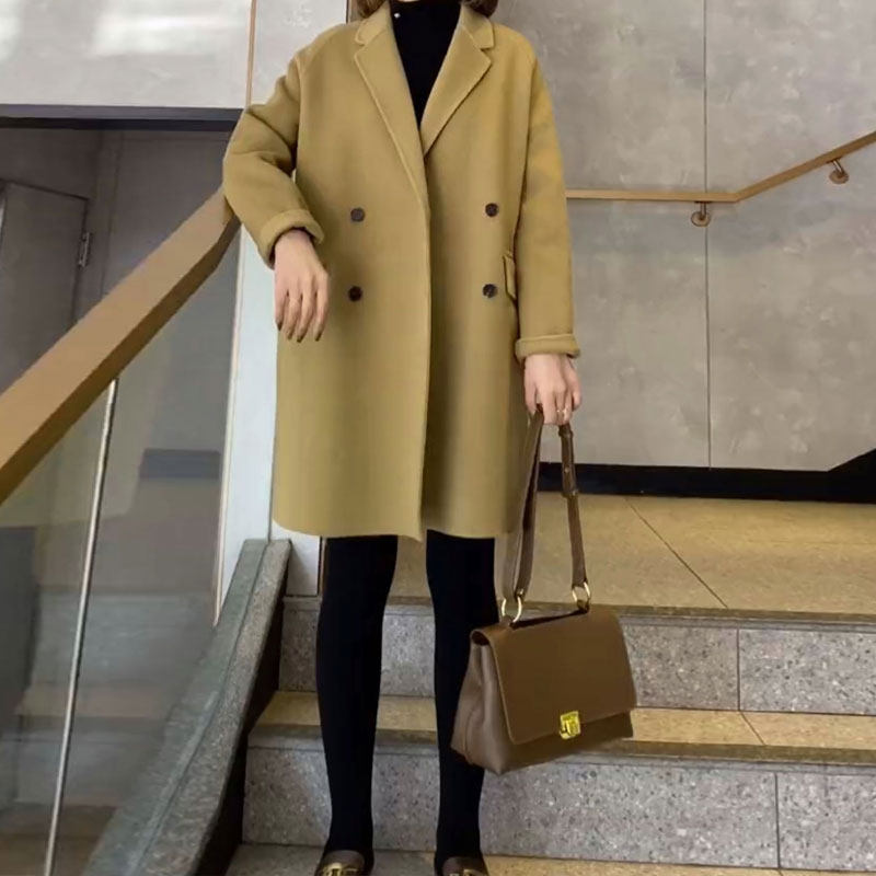 Ocargo humpy double face cashmere big coat woman short and double sided suit high-end small sub-reduced-age wool coat