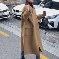 European Station double-sided cashmere coat womens long double-sided loose 2021 new high-end full wool jacket