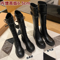  Ann Knight boots Female inner height-increasing lace-up boots Net Red Martin boots small but knee-high boots Military boots spring