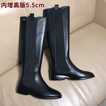 Small fragrant knight boots womens inner increase leather thin boots small but knee-high elastic high boots riding boots