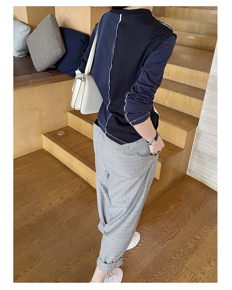 High-waisted, petite, retro checkered conical suit pants for women in the 2022 autumn, with a loose 9-inch Harem design pic 30