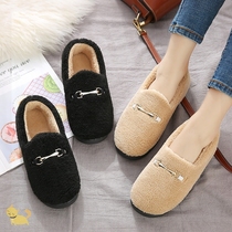 External wearing slippers have heel stay-at-home interior bag heel slippers cotton ladies warm sweater cotton shoes can be home winter