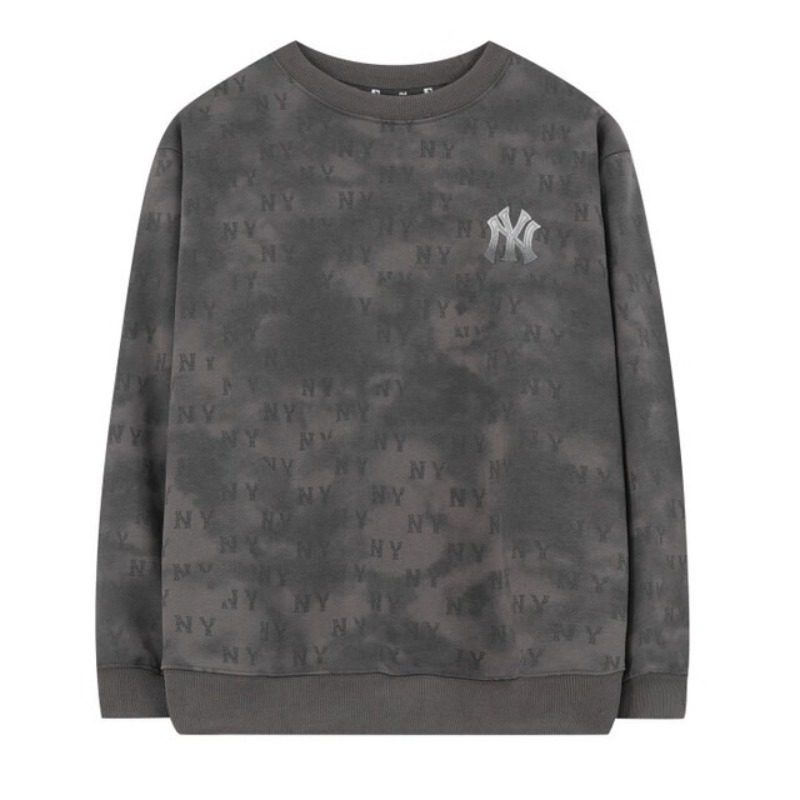 MLB官方男女情侣渐层LOGO休闲扎染老花圆领厚棉T25秋季新款3AMTM11