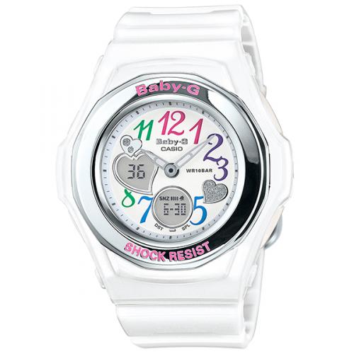 卡西欧（CASIO）女士2024时尚精致百搭舒适运动休闲200m防水白色简约太阳能腕表
