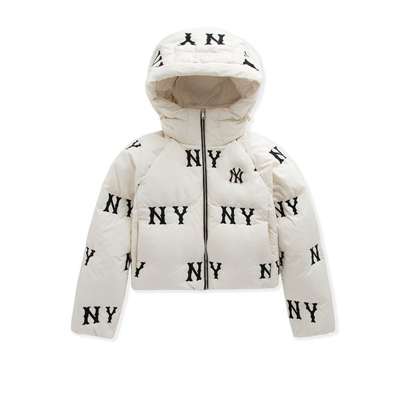MLB虞书欣同款韩版女子冬季新款洋基队羽绒服NY老花短款连帽外套3FDJG10