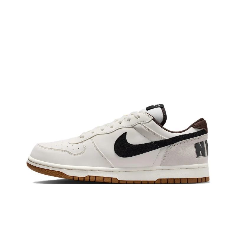 【奥莱剪标款】NIKE BIG LOW耐克复古回潮天花板皮革板鞋白棕854166-101