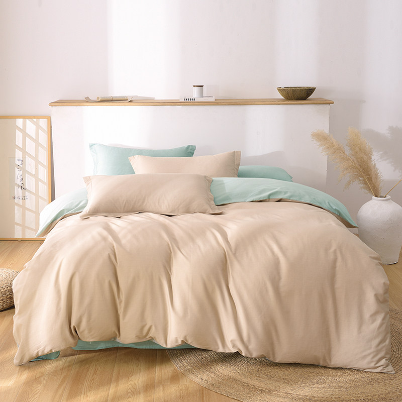 金丝莉（KINTHERI）恋家全棉四件套 100%全棉恋上家的每一寸温度 AB版双色拼接设计 简约高级不单调