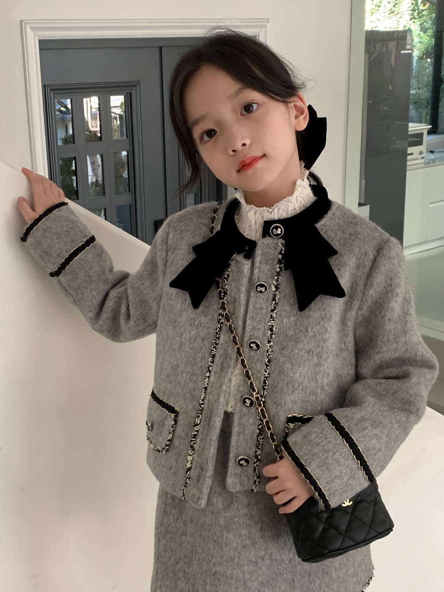 Girl's down son jacket small balsamic wind suit winter dress foreign air trendy half body dress Children's dress thickened-Taobao