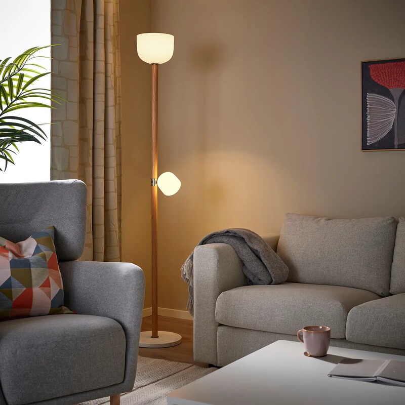 【New Product】Ikea Moplin Floor Lamp for Living Room and Bedroom, Standing Double-Headed Lamp Next to Sofa, Modern and Simple