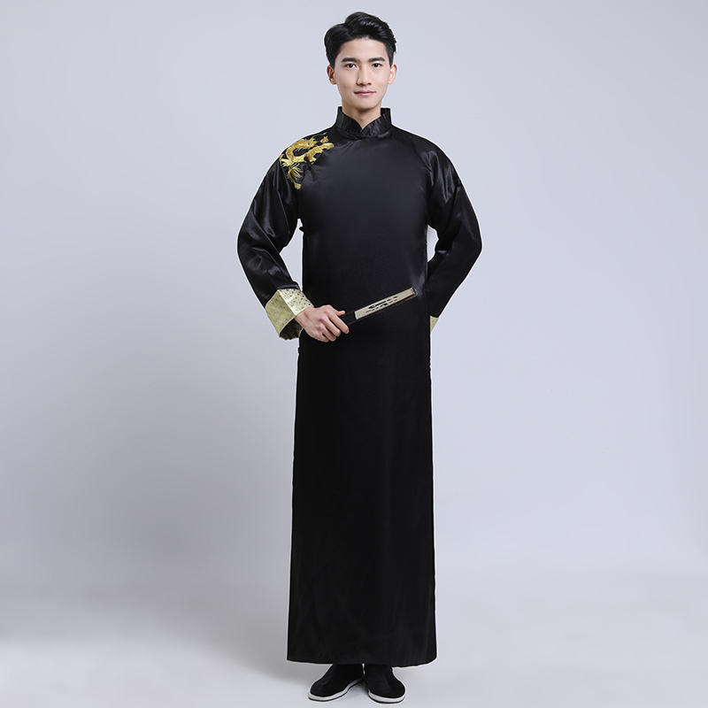 New Style Qipao-Style Clothing for Groomsmen, Chinese-Style Brotherhood Group Jacket, Long Robe, Traditional Costume, Tang Suit, Annual Meeting Host Performance, Wedding