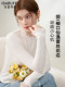[Qiuzhi]Yisha Bufe 2026 Spring New Sweet Lace Collar Button Slim Fit T-Shirt Long Sleeve White Design