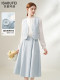 [Qiulan]Yisha Bufe 2026 Spring New Vintage Style Slim Fit Versatile Vest Short Top Light Blue