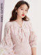 Sakura Lotus·Yisha Bufe Gentle Style Ruffled Puff Sleeve Chiffon Printed Dress New Summer Bow Tie