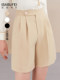 Dark Blue Chiffon Suit Shorts for Women, Spring High-Waisted Slimming Five-Point Straight Casual Pants, Fashionable and Versatile