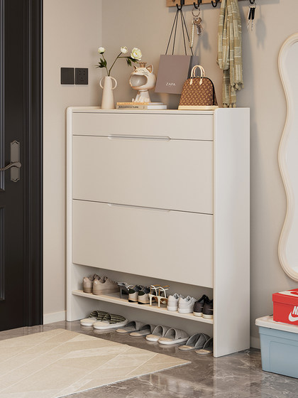 Solid Wood Shoe Cabinet, 25cm Wide, Ultra-Thin Flip-Top Design, for Home Entryway, Hallway, Living Room, Balcony Storage, Narrow Storage Cabinet
