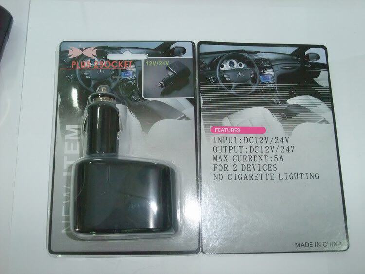 Guangdong Free Shipping Car Cigarette Lighter One Point Two One to Two 12V Cigarette Lighter Car Two Hole Socket 24V Black Matte