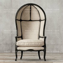 Spot solid wood Space Chair American villa high-end clubhouse high-end eggshell chair retro old single sofa chair