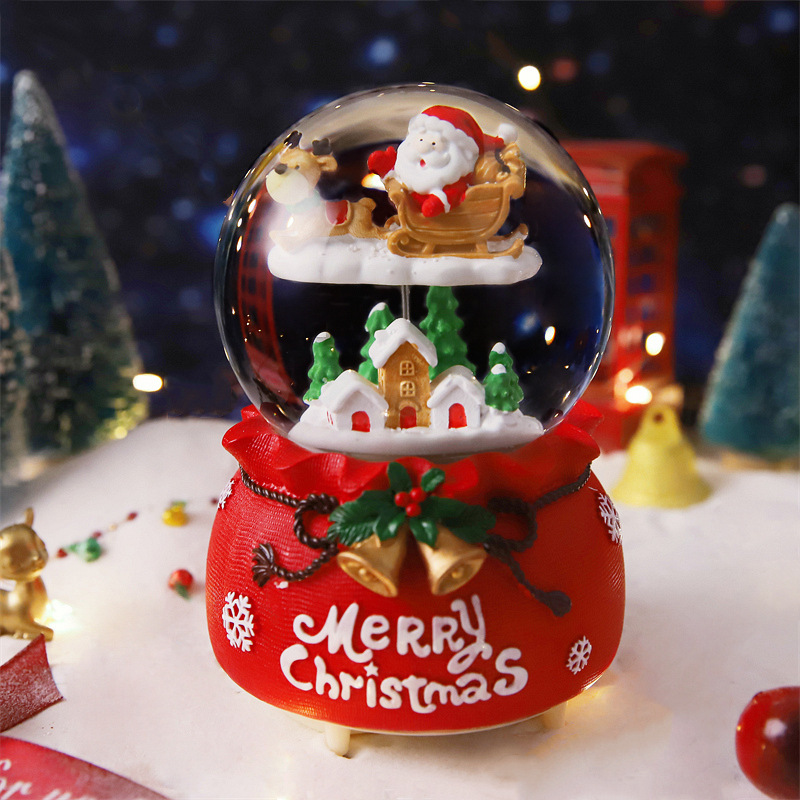 Creative Christmas music box old man roof cloud crystal ball music box Christmas Eve crystal ball gift ornaments