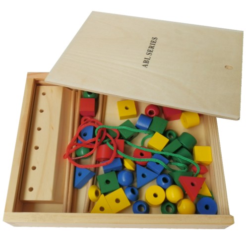 Baby baby environmental protection safety wooden puzzle toy smart string box